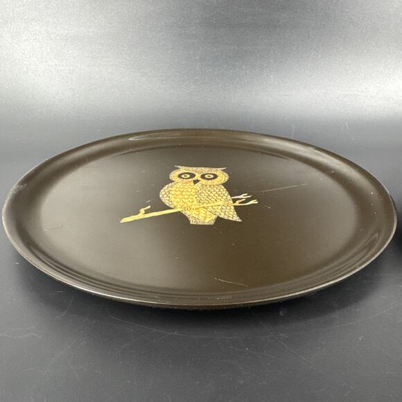 Vintage Owl Plate Tray & Bowl Couroc of Monterey MCM Mid Century Modern MCM - Picture 2 of 16